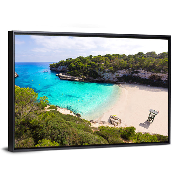 Beach In Mallorca Spain Canvas Wall Art-1 Piece-Floating Frame-36" x 24"-Tiaracle