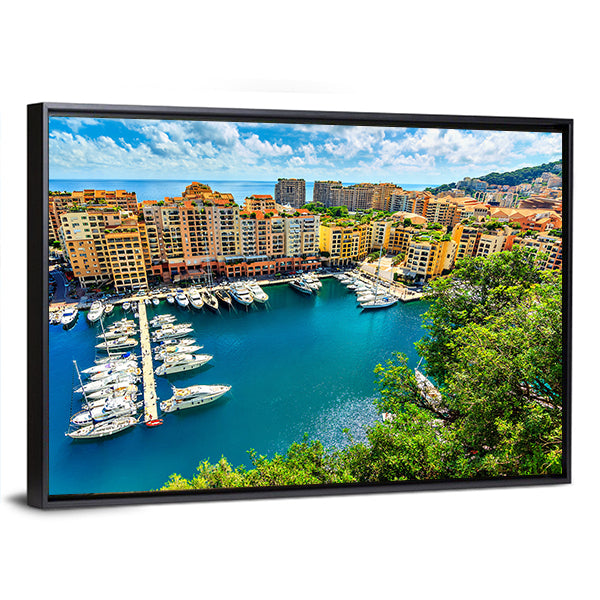 Monte Carlo Bay Monaco Canvas Wall Art-1 Piece-Floating Frame-36" x 24"-Tiaracle