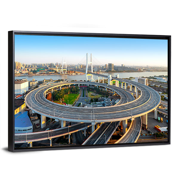 Nanpu Bridge Aerial Interchange View Canvas Wall Art
