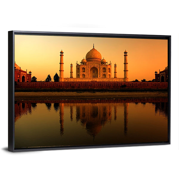 Beautiful Taj Mahal Canvas Wall Art-1 Piece-Floating Frame-24" x 16"-Tiaracle