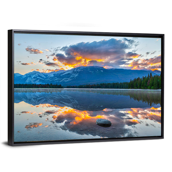 Morning In Edith Lake Canvas Wall Art-3 Horizontal-Gallery Wrap-25" x 16"-Tiaracle