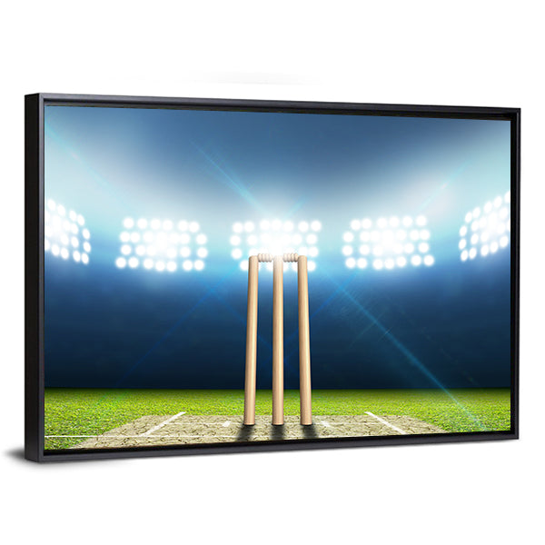 Cricket Stadium With Cricket Pitch Canvas Wall Art-1 Piece-Floating Frame-36&quot; x 24&quot;-Tiaracle
