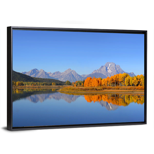 Grand Tetons Autumn Lake Reflection Canvas Wall Art