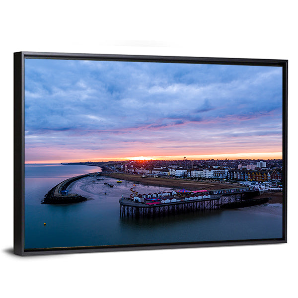 Herne Bay Pier At Sunrise Canvas Wall Art-1 Piece-Floating Frame-36" x 24"-Tiaracle