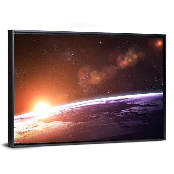 Beautiful Sunset On Planet Earth Canvas Wall Art-3 Horizontal-Gallery Wrap-25" x 16"-Tiaracle