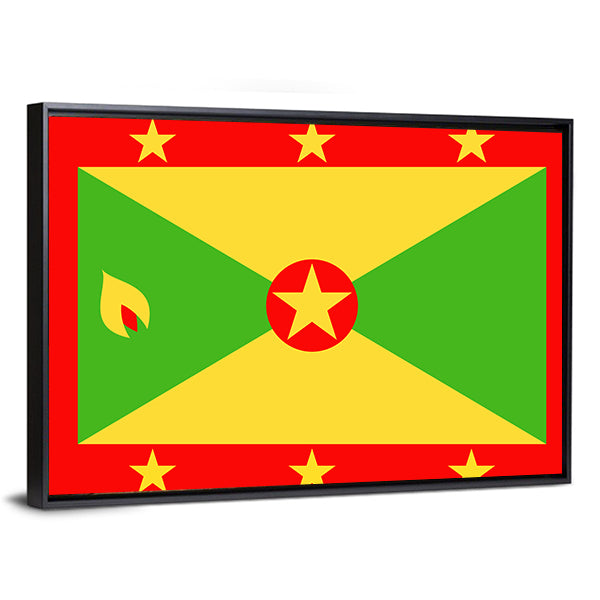 Grenada Flag Canvas Wall Art-1 Piece-Floating Frame-36" x 24"-Tiaracle