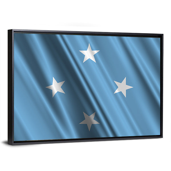 Micronesia Flag Canvas Wall Art-1 Piece-Floating Frame-24" x 16"-Tiaracle