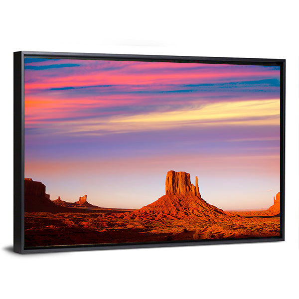 Monument Valley At Sunset Canvas Wall Art-1 Piece-Floating Frame-24" x 16"-Tiaracle