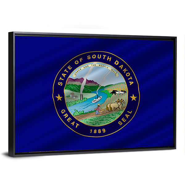 Flag Of South Dakota Canvas Wall Art-1 Piece-Floating Frame-24" x 16"-Tiaracle