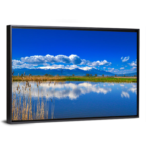 Snow-capped Mountain Lake with Reflections Canvas Wall Art