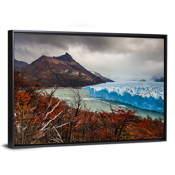 Glacier Perito Moreno National Park In Autumn Canvas Wall Art-1 Piece-Floating Frame-24" x 16"-Tiaracle