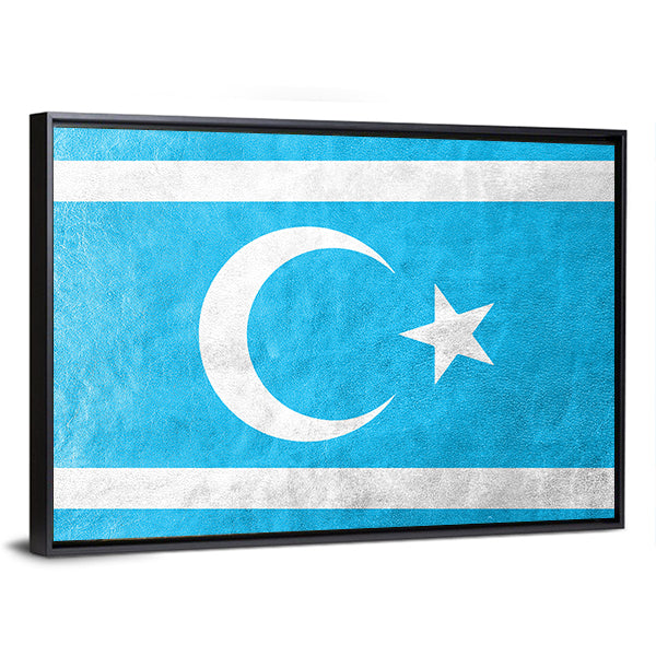 Flag Of Iraqi Turkmen Canvas Wall Art-1 Piece-Floating Frame-36" x 24"-Tiaracle