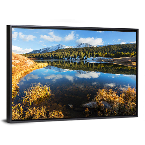 Colorado Rocky Mountain Lake Reflection Canvas Wall Art