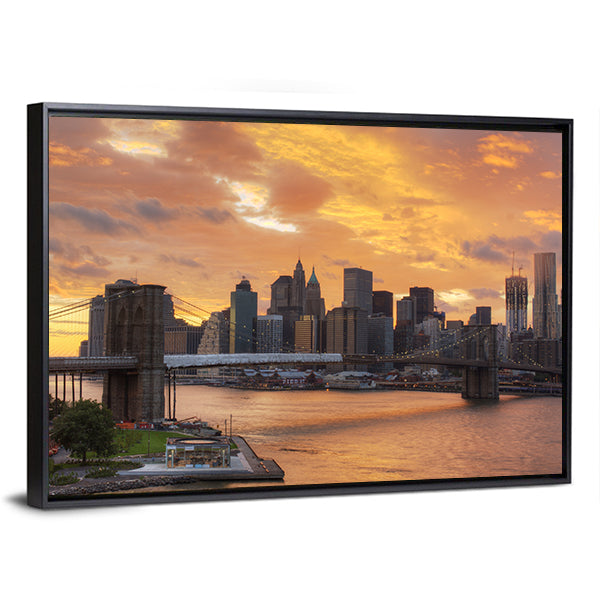 Downtown New York City Canvas Wall Art-1 Piece-Floating Frame-36" x 24"-Tiaracle