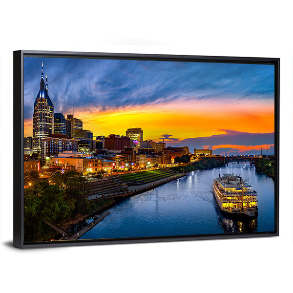 Nashville Skyline with Paddlewheel Boat Canvas Wall Art