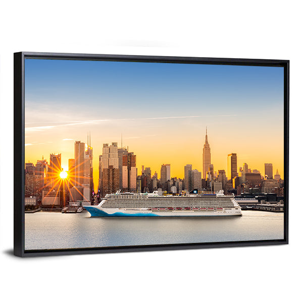 New York City Skyline Canvas Wall Art-1 Piece-Floating Frame-36" x 24"-Tiaracle