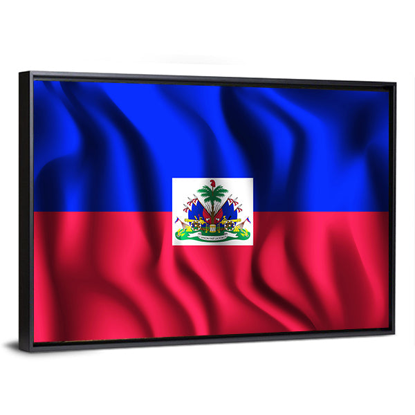 Flag Of Haiti Canvas Wall Art-1 Piece-Floating Frame-36" x 24"-Tiaracle