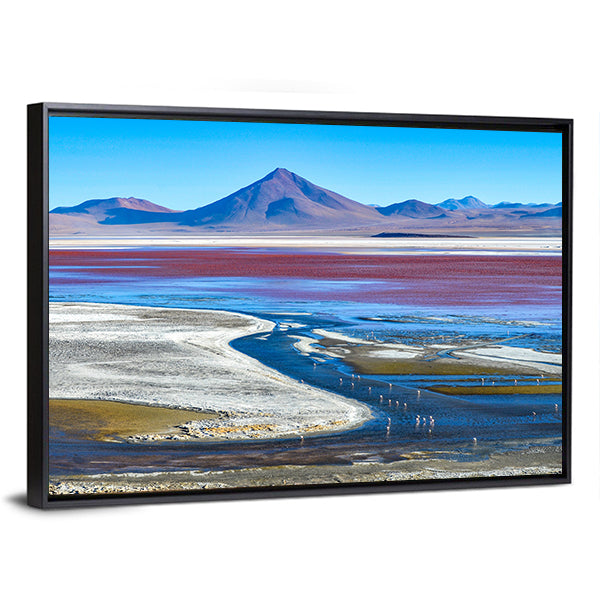 Laguna Colorada In Bolivia Canvas Wall Art-1 Piece-Floating Frame-36" x 24"-Tiaracle