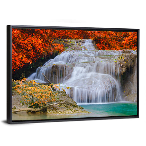 Erwan Waterfall Canvas Wall Art-1 Piece-Floating Frame-36" x 24"-Tiaracle