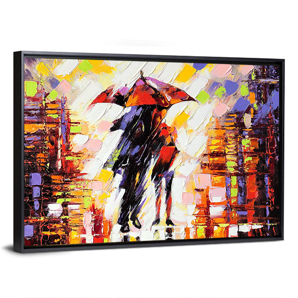 Couple Under an Umbrella Canvas Wall Art