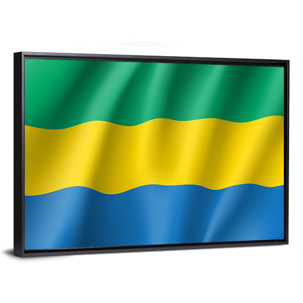 Gabon Flag Canvas Wall Art-1 Piece-Floating Frame-24" x 16"-Tiaracle