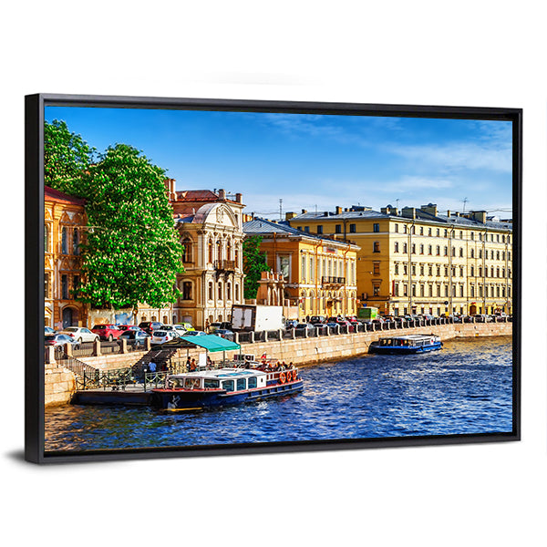 Fontanka Canal In Saint Petersburg Canvas Wall Art-1 Piece-Floating Frame-24" x 16"-Tiaracle
