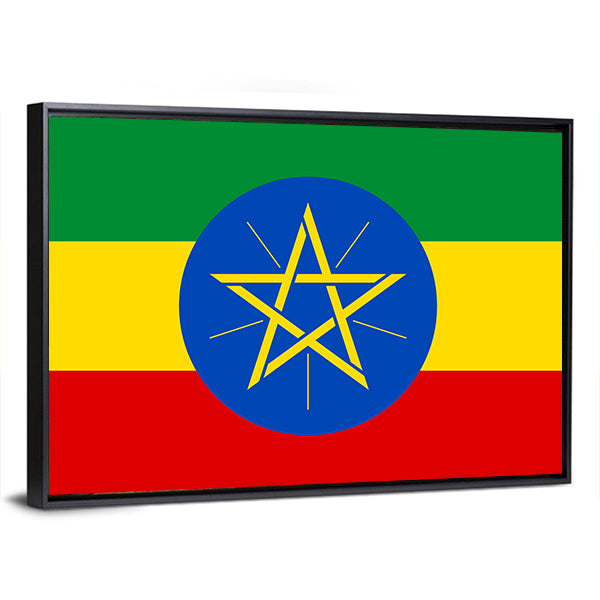 Flag Of Ethiopia Canvas Wall Art-1 Piece-Floating Frame-36" x 24"-Tiaracle