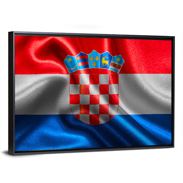 Croatian Wavy Flag Canvas Wall Art-1 Piece-Floating Frame-36" x 24"-Tiaracle