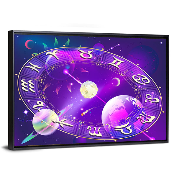 Horoscope Circle Canvas Wall Art-5 Horizontal-Gallery Wrap-22" x 12"-Tiaracle
