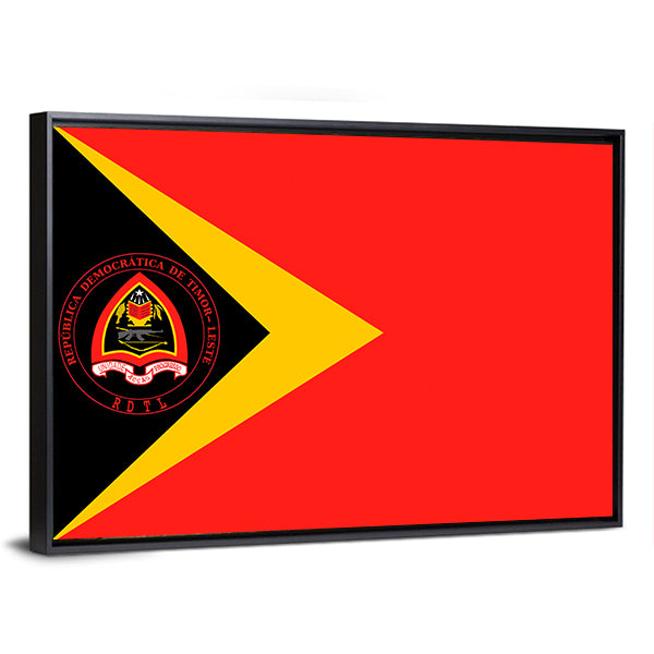 Flag Of East Timor Canvas Wall Art-1 Piece-Floating Frame-36" x 24"-Tiaracle