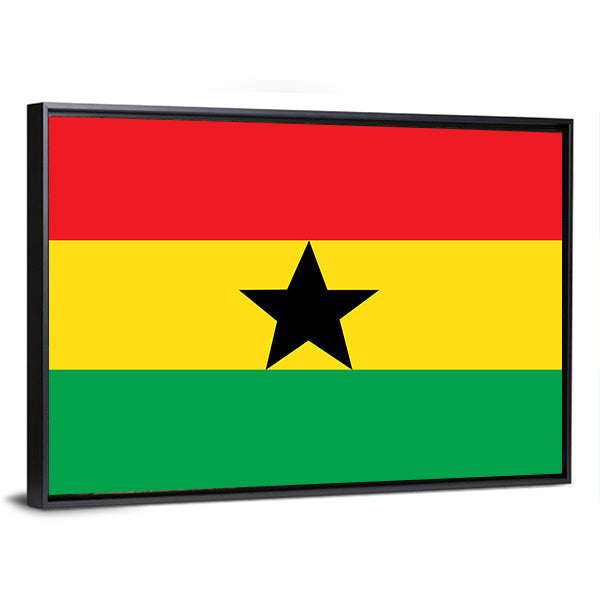 Flag Of Ghana Canvas Wall Art-1 Piece-Floating Frame-36" x 24"-Tiaracle