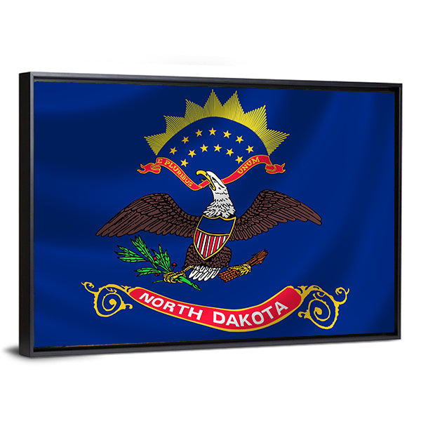 North Dakota Flag Canvas Wall Art-1 Piece-Floating Frame-24" x 16"-Tiaracle