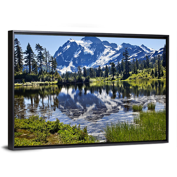 Mount Shuksan Canvas Wall Art-1 Piece-Floating Frame-24" x 16"-Tiaracle