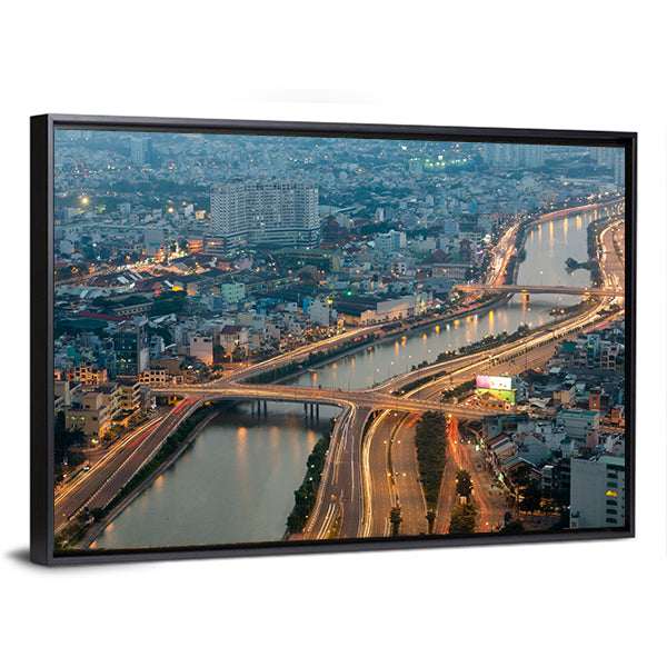 Ho Chi Minh City View Vietnam Canvas Wall Art-1 Piece-Floating Frame-36" x 24"-Tiaracle