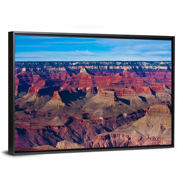 Famous Grand Canyon Canvas Wall Art in brown, orange and blue, framed canvas, product view on a white background