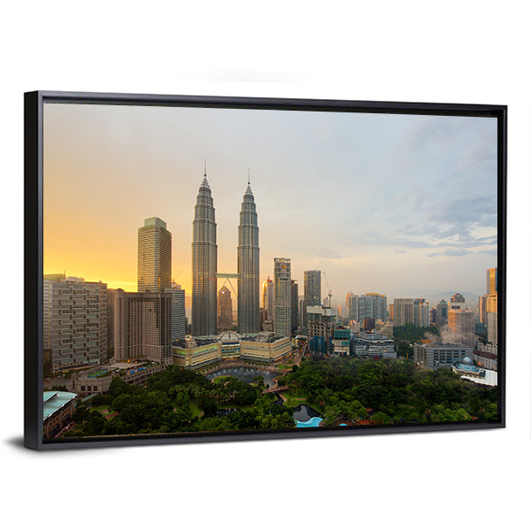 Kuala Lumpur City Skyline Canvas Wall Art-1 Piece-Floating Frame-36" x 24"-Tiaracle