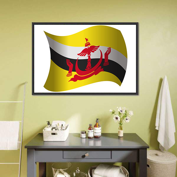 Brunei Flag Canvas Wall Art-5 Horizontal-Gallery Wrap-22" x 12"-Tiaracle