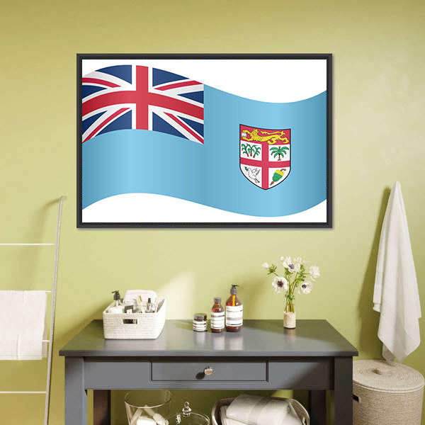 Fijian National Official Flag Canvas Wall Art-5 Horizontal-Gallery Wrap-22" x 12"-Tiaracle
