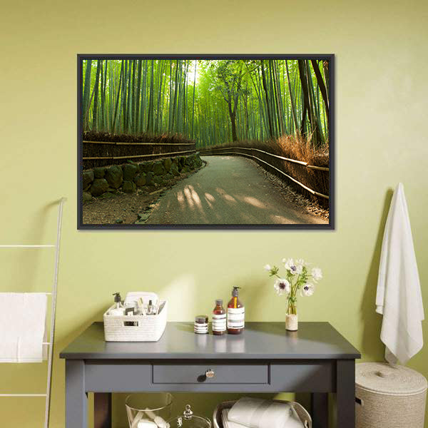 Arashiyama Bamboo Grove In Kyoto Japan Canvas Wall Art-3 Horizontal-Gallery Wrap-25" x 16"-Tiaracle