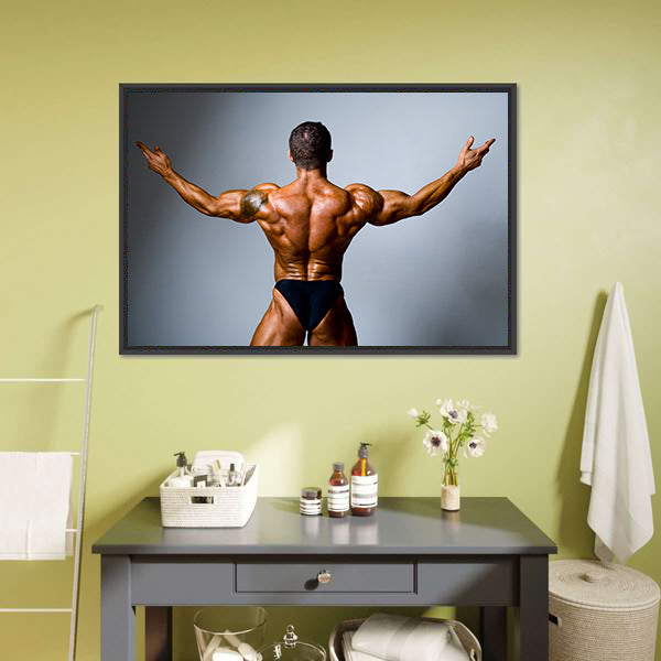 Bodybuilder Showing His Biceps Canvas Wall Art-5 Horizontal-Gallery Wrap-22" x 12"-Tiaracle