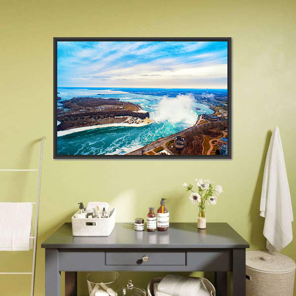Niagara Falls Between United States Of America Canvas Wall Art-5 Horizontal-Gallery Wrap-22" x 12"-Tiaracle