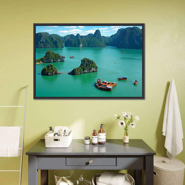 Ha Long Bay Vietnam Canvas Wall Art-5 Horizontal-Gallery Wrap-22" x 12"-Tiaracle