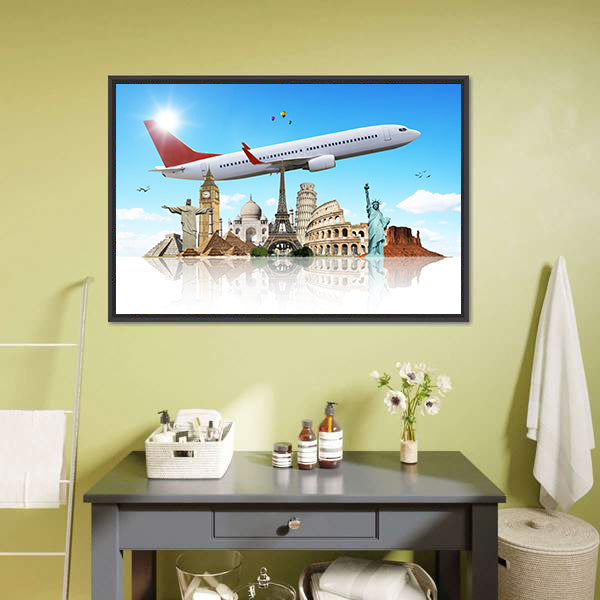 Famous Monuments Of The World Canvas Wall Art-5 Horizontal-Gallery Wrap-22" x 12"-Tiaracle