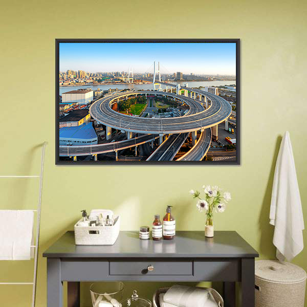 Nanpu Bridge Aerial Interchange View Canvas Wall Art