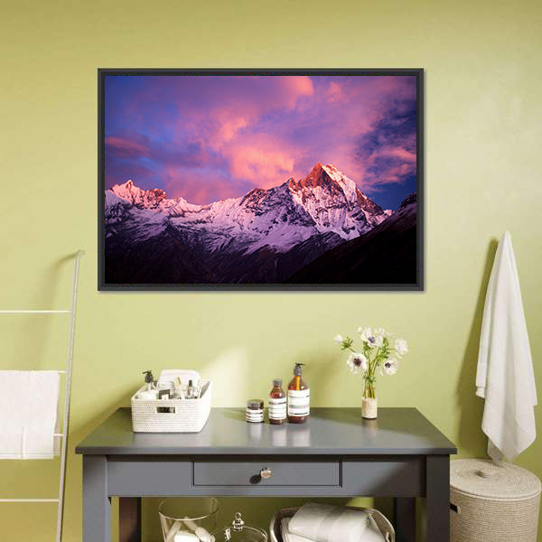 Mount Machhapuchhre At Sunset Canvas Wall Art-5 Horizontal-Gallery Wrap-22" x 12"-Tiaracle