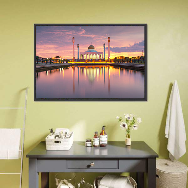 Songkhla Mosque Sunset Reflection Canvas Wall Art