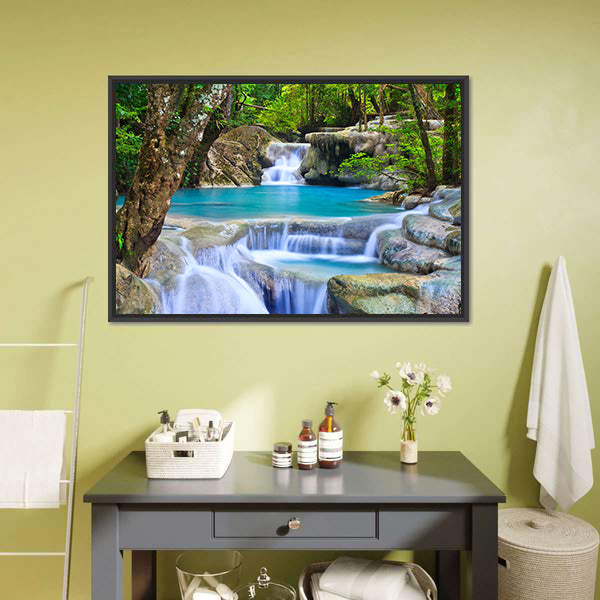 Erawan Waterfall in Kanchanaburi Canvas Wall Art