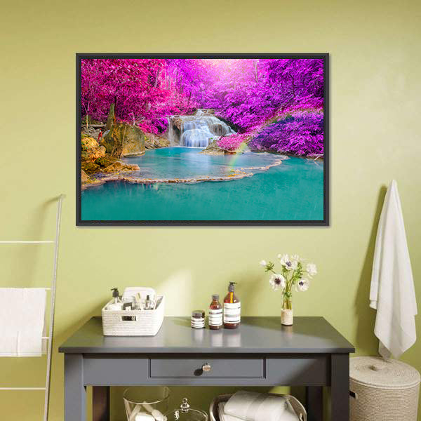 Erawan Waterfall Canvas Wall Art-5 Horizontal-Gallery Wrap-22" x 12"-Tiaracle