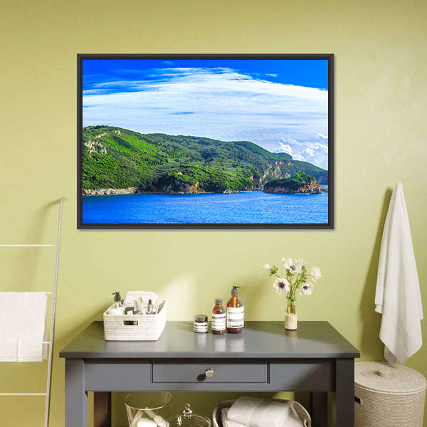 Lush Greek Coastline Canvas Wall Art