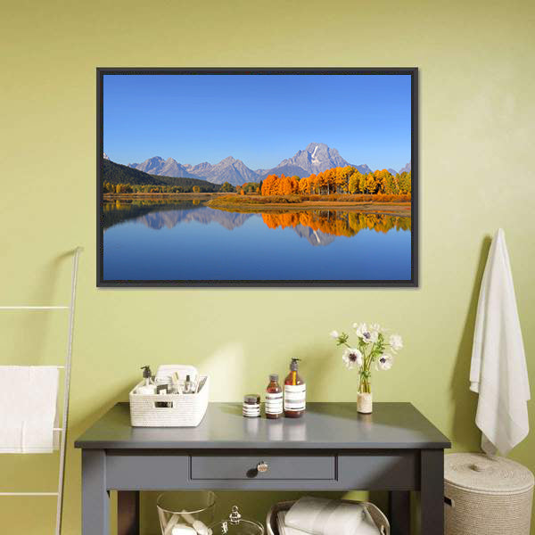 Grand Tetons Autumn Lake Reflection Canvas Wall Art